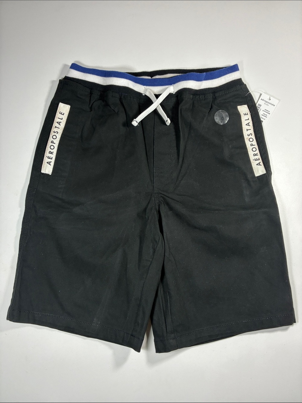 Aeropostale Black Men's Hybrid Shorts with Blue-Trim Waist
